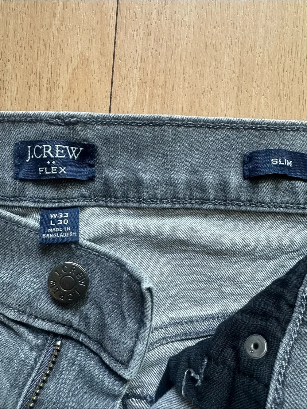 J. Crew Men's Flex Gray Slim Jean Size 33 x 30 Cotton/Elastane Casual Straight